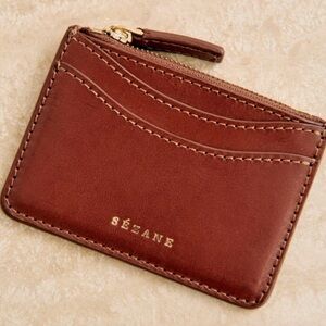 Sezane Alfredo Card Holder Coin Case Cardholder Wallet Brown Natural Heritage